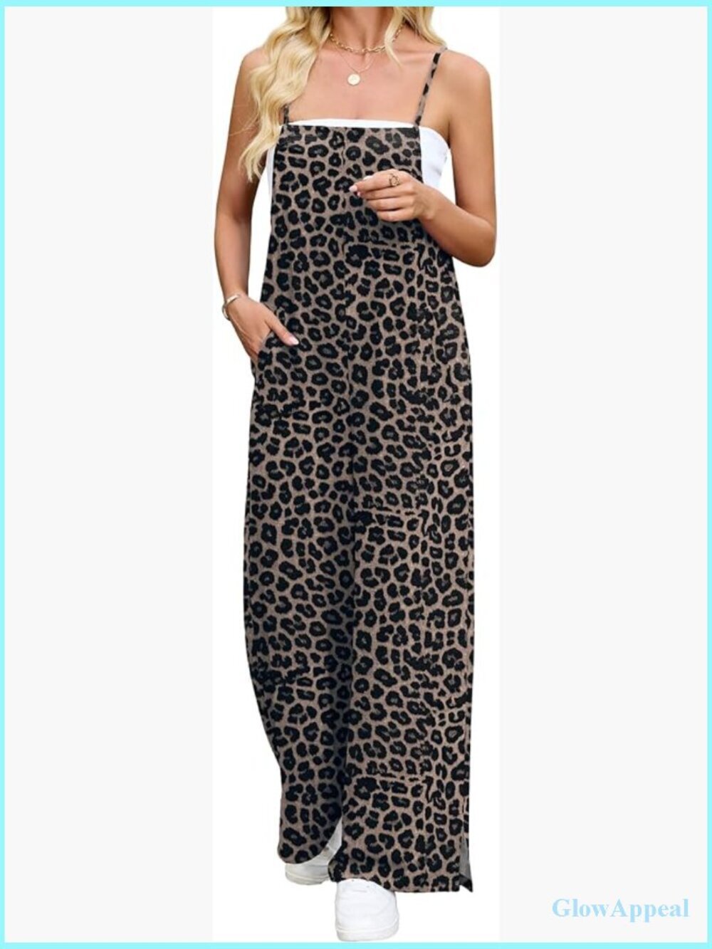 Women's Casual Jumpsuit Wide Leg Overalls Romper with Pockets